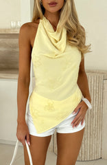 Linger In The Light Halter Top Lemon