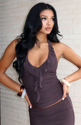 Let It Breathe Halter Top Espresso