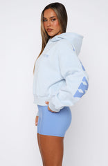 Serving Up Cropped Hoodie Baby Blue