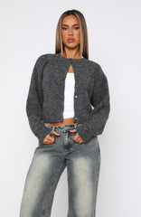 Warm Whispers Knit Cardigan Charcoal