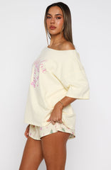 Sweetheart Pyjama Off Shoulder Tee Lemon