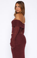 In Too Deep Long Sleeve Knit Top Burgundy