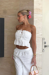 Secret Society Strapless Top White
