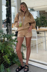 Between Us Faux Suede Shorts Honey