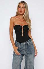 Top Of The Game Strapless Bodysuit Black