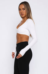 Sync Long Sleeve Crop White