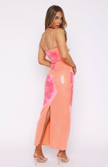 Telling Me Lies Sequin Maxi Dress Tangerine Blossom