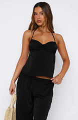 I'd Come Running Halter Top Black