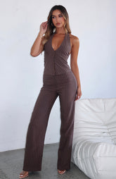 I Don't Compete Straight Leg Pants Chocolate