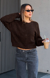 Warm Whispers Knit Cardigan Chocolate