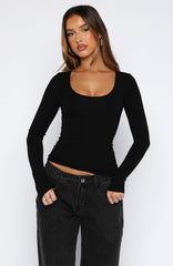 Whisper To You Long Sleeve Top Black