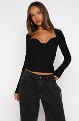 Different Time Long Sleeve Bustier Black