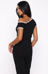 Good Things Take Time Off Shoulder Relaxed Tee Black