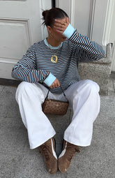 Catch The Drift Long Sleeve Tee Blue/Choc Stripe