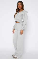 Stay Lifted Wide Leg Sweatpants Dark Grey Marle