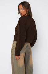 Warm Whispers Knit Cardigan Chocolate