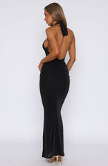 Set For Life Halter Maxi Dress Black