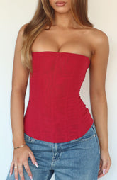 Tell Me A Secret Strapless Bustier Red