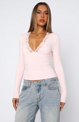 Knew That All Along Long Sleeve Top Baby Pink