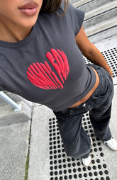 Love Burst Baby Tee Charcoal