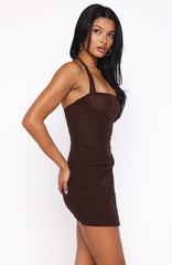 Locked In Halter Mini Dress Chocolate