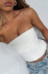 On The Outside Strapless Bustier Off White
