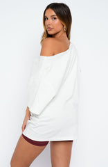 Everything In Time Off Shoulder Oversized Tee White