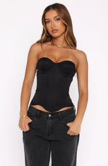 Roses Are Red Strapless Bustier Black