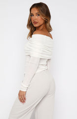 Take The Reigns Long Sleeve Top Off White