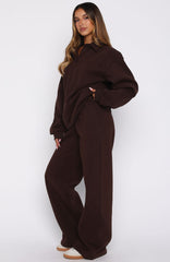 Chill Moves Wide Leg Sweatpants Chocolate