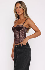 Raise A Glass Lace Bustier Burgundy