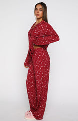 Pillow Talk Printed Long Sleeve Pyjama Set Cherry Noel