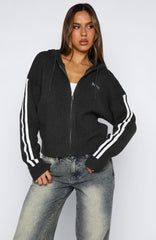 Next One Up Knit Hoodie Charcoal