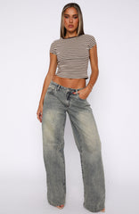 Maeve Low Rise Wide Leg Jeans Sand