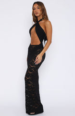 Take Time Lace Maxi Skirt Black