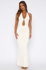 Set It Straight Halter Maxi Dress Cream