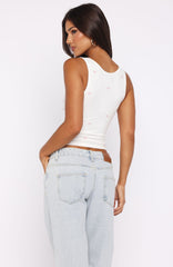 Perfectly Tied Ribbed Tank White