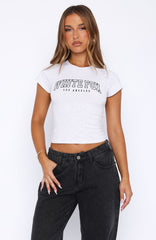 Let's Get Started Baby Tee Grey Marle