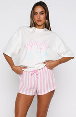 Silly Season Pyjama Shorts Pink/White Stripe