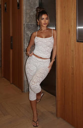 Vibe With Me Lace Capri Pants White