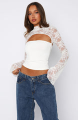 Devoted Love Long Sleeve Top White