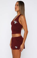 Made Me Better Relaxed Shorts Burgundy