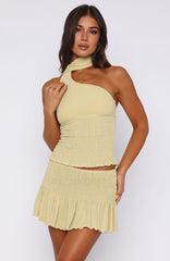 Break The Limits Shirred Mini Skirt Pistachio