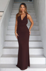 Always In Mode Halter Maxi Dress Chocolate