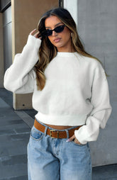 Can't Help Falling Knit Sweater White