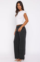 Clarissa Low Rise Wide Leg Jeans Black Acid