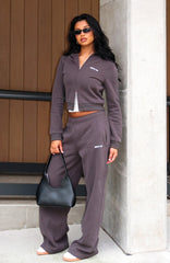 Comfy And Cute Wide Leg Sweatpants Charcoal