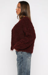 Cozy Vibes Knit Cardigan Bordeaux