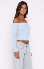 Double Dates Long Sleeve Knit Top Blue