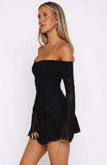 Dreaming Of Yesterday Long Sleeve Mini Dress Black